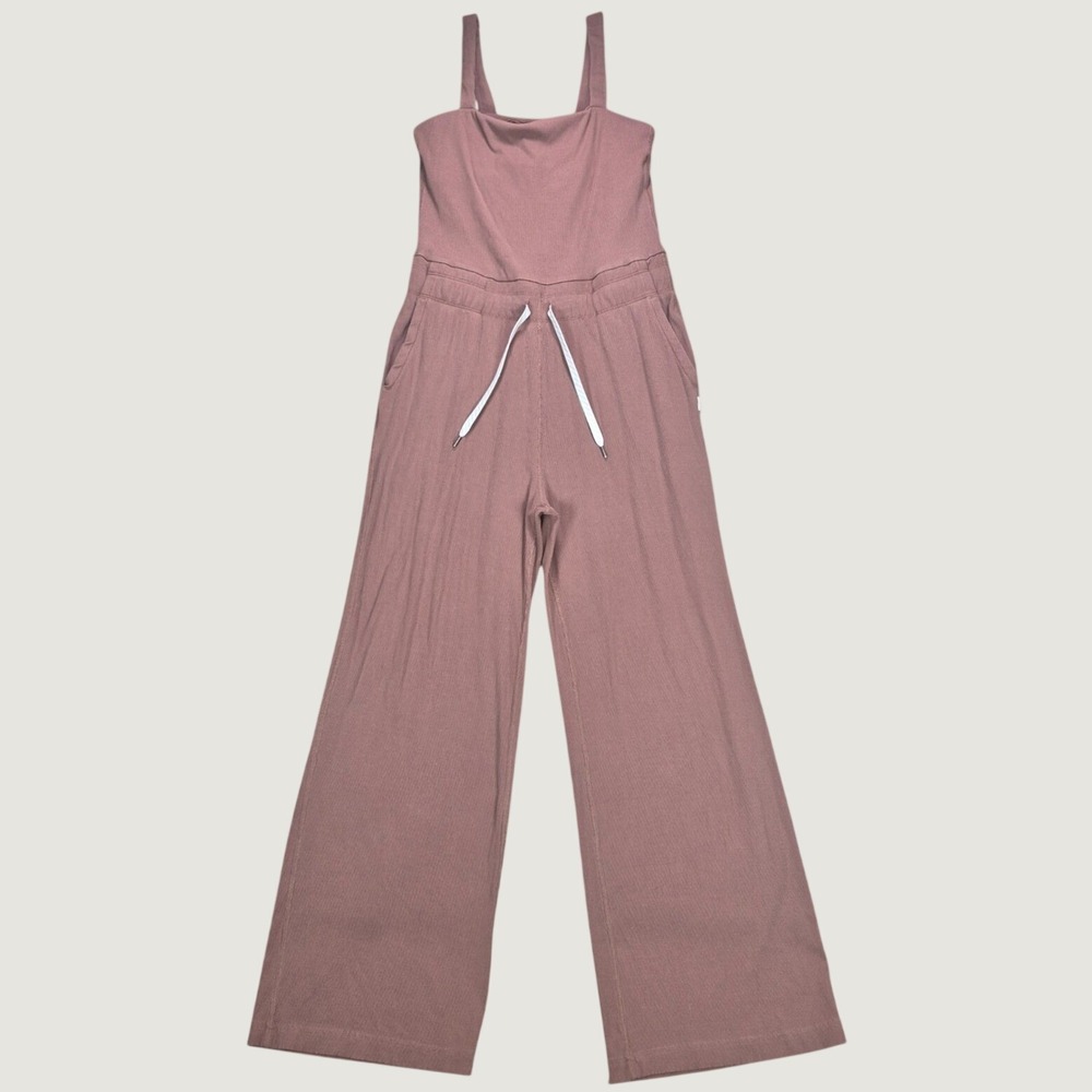 Vuori Mudra Pose Jumpsuit Womens Medium Hazelnut Brown Wide Leg Ribbed VW491